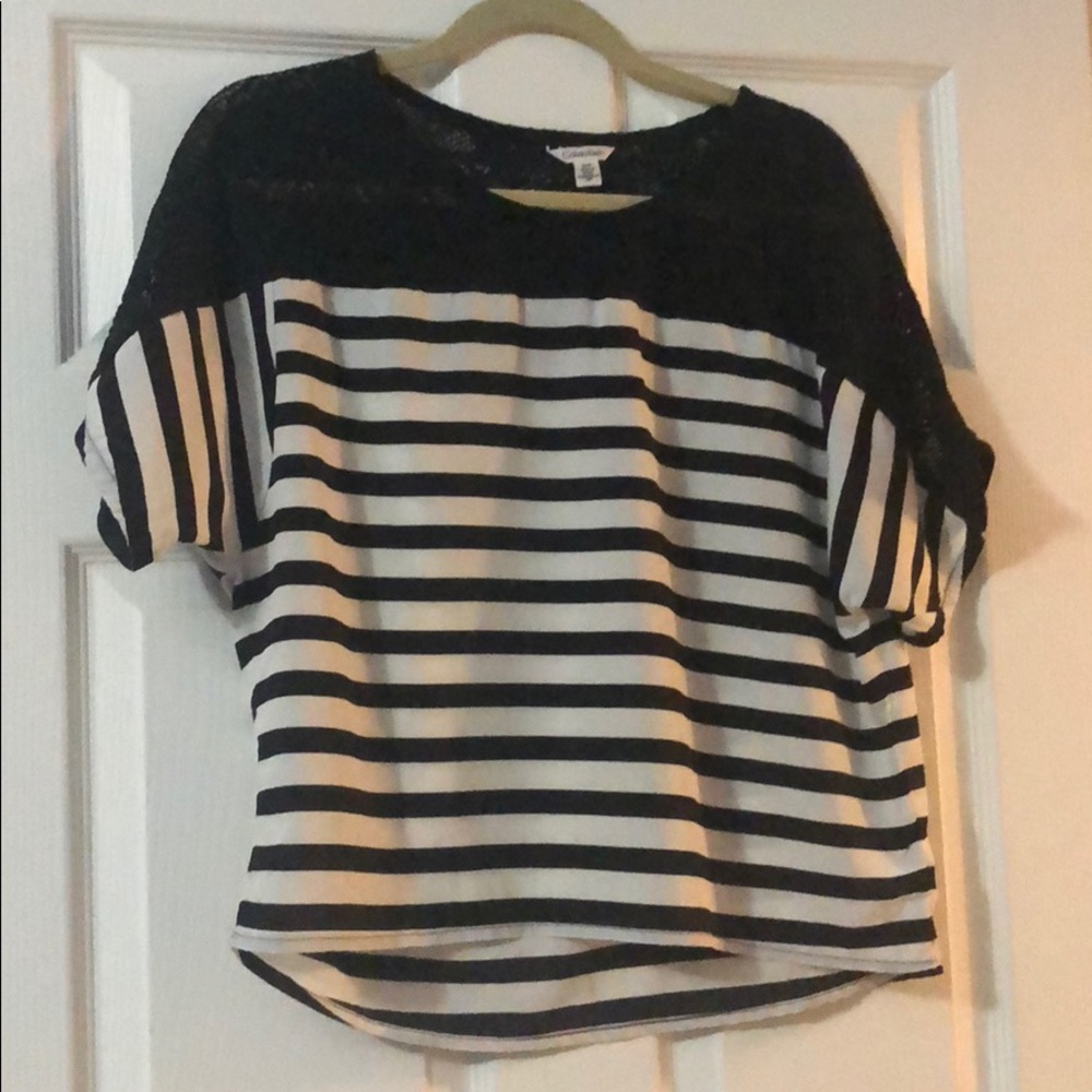 Calvin Klein Striped Top with Lace